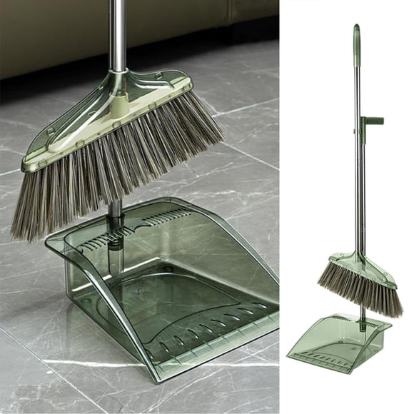 Fiudx Juego de Recogedor, Batidor Transparente de Cerdas Suaves, Diseño de Escoba Telescópica, Fácil Almacenamiento, Limpieza Eficiente En Interiores y Exteriores, Ahorra Espacio, Escoba de 90 X 30 C