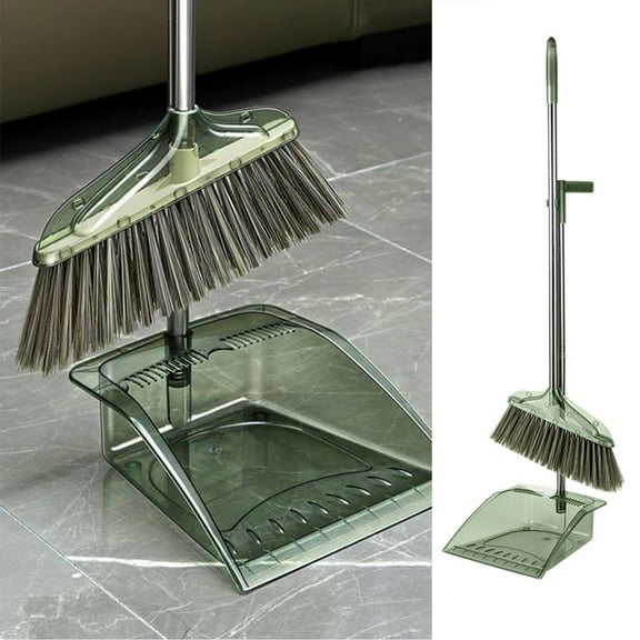 Broom with Dustpan Combo Set Long Handle Broom and Dustpan Combo Set with Dust Pan for Home Kitchen Office Lobby Floor Garden Home