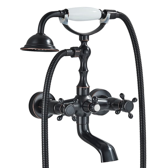 Oil Rubbed Bronze Clawfoot Tub Faucet with Hand Shower Wall Mount Bathtub Filler