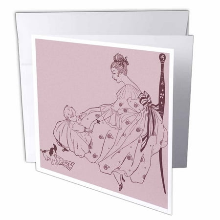 3dRose, Pink Mother and Baby, 6 Greeting Cards with envelopes