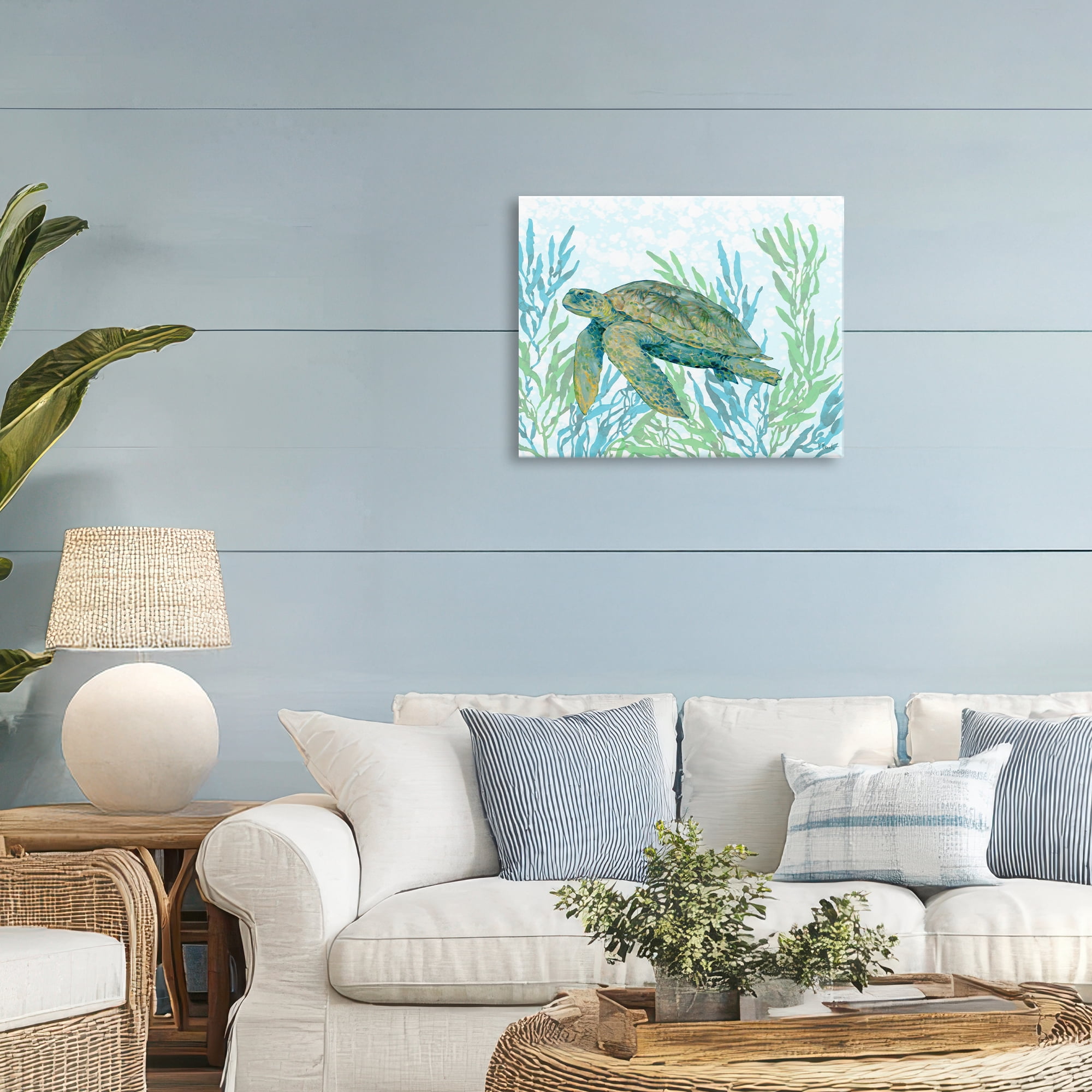 Stupell Industries Tasman Turtle in Seagrass Canvas Wall Art, design by Paul Brent