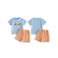 thumbnail image 2 of Loicainy Toddler Kids Boy Halloween Outfit 12 18 24 Months 2T 3T 4T 5T Short Sleeve Pumpkin Embroidery Tops and Plaid Shorts Clothes Set, 2 of 9