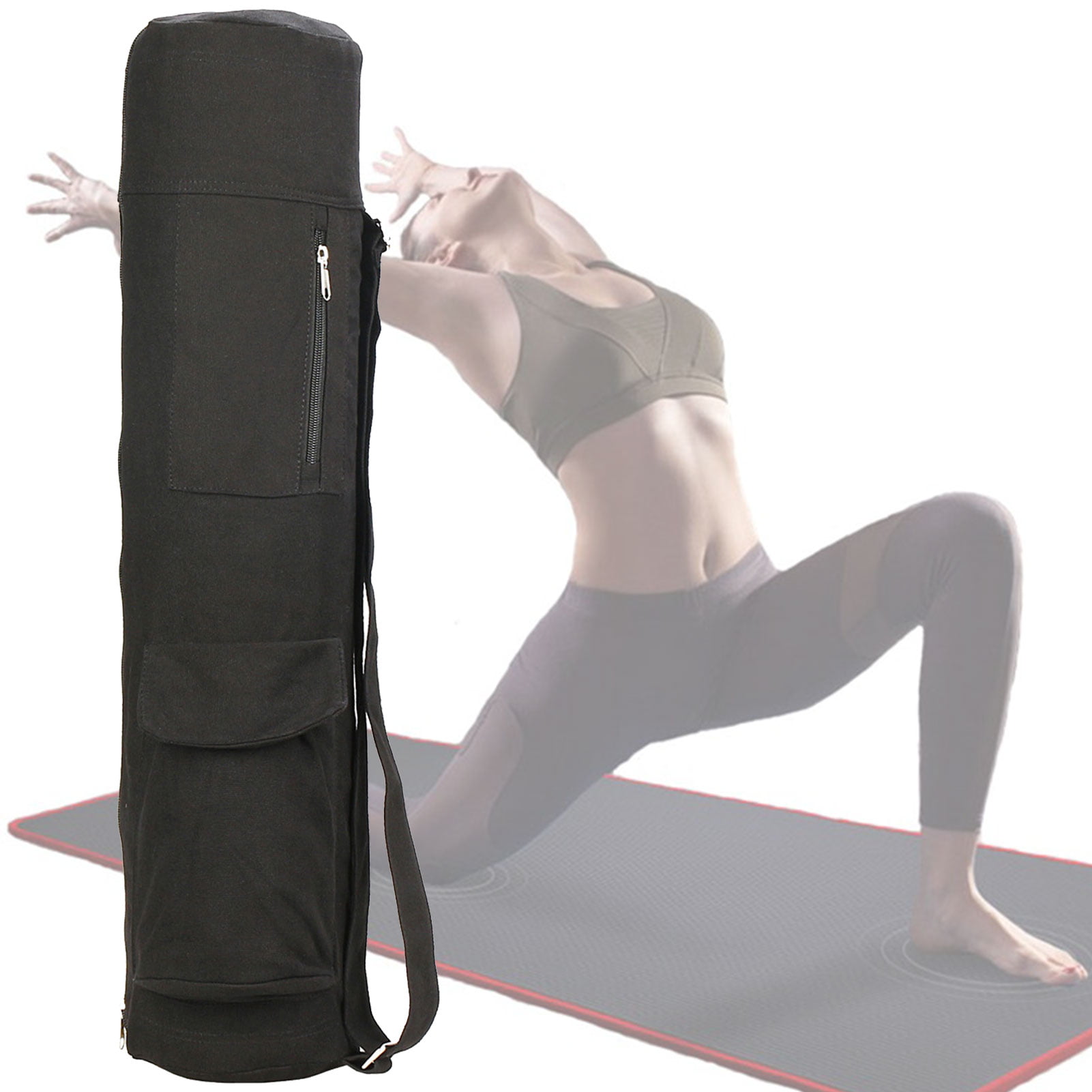 Yoga Mat Storage Bag Adjustable Multifunction Mesh Exercise Bag for Fitness 