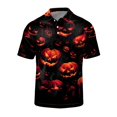 thumbnail image 5 of JULMCOMO Halloween Polo Shirts for Men Pumpkin Bat Castle Print Quick Dry Short Sleeve Casual Loose Golf Shirts Holiday Party Graphic Tees Saffron XL, 5 of 6