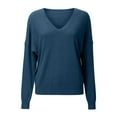 thumbnail image 6 of Sweaters for Women V Neck Long Sleeve Trendy Knitted Pullover Soft Warm Sweater Tops Navy L, 6 of 6