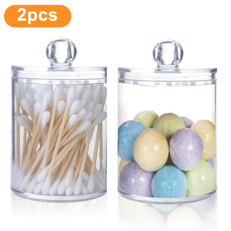 2 1pcs Clear Plastic Apothecary Jars 10oz Qtip Jar Bathroom