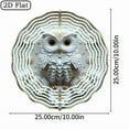 thumbnail image 3 of 3D Rotating Wind Chime _  Owl with Floral  _- 10*10 Inch Stainless Steel Wind Spinner for Yard, Garden, Outdoor Decor - Multicolor Holiday Decoration, 3 of 10