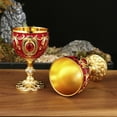 thumbnail image 4 of 2Pcs Embossed Gold Goblet Wine Cup, Vintage Metal Golden Engraving Flower Pattern Wine Chalice for Home Bar, Party, Wedding, 4 of 8