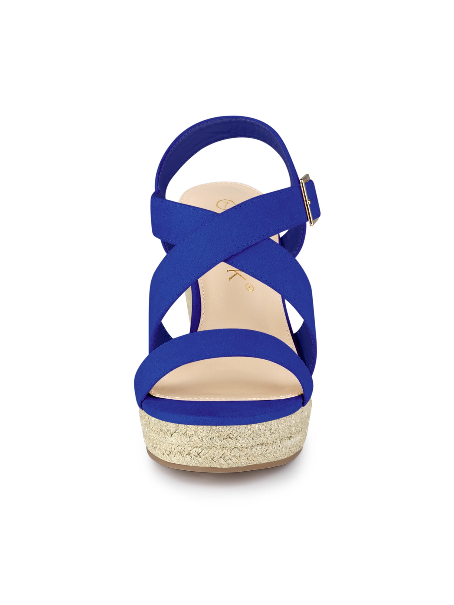 DARING DIVA Women's Stylish Espadrilles Platform Slingback Wedges Sandals Deep Blue 6