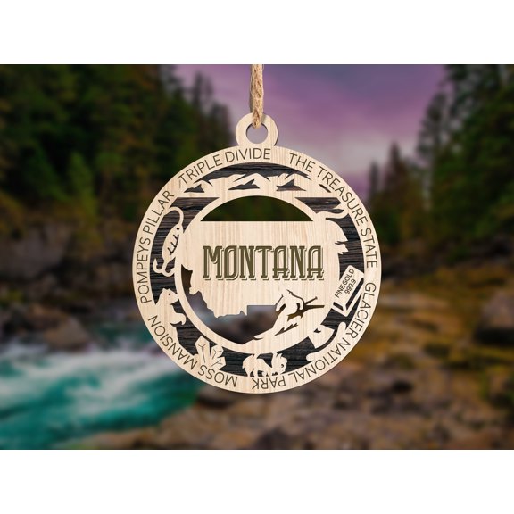 The Cabin Woodworker - Baltic Birch Wood - Montana State Ornament - Solid Backing