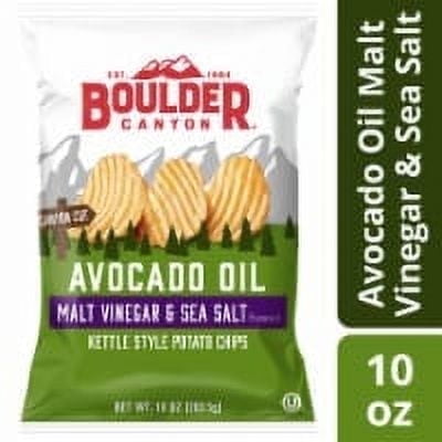 Boulder Canyon Avocado Oil Kettle Style Potato Chips Malt Vinegar & Sea Salt 10 oz Pack of 2