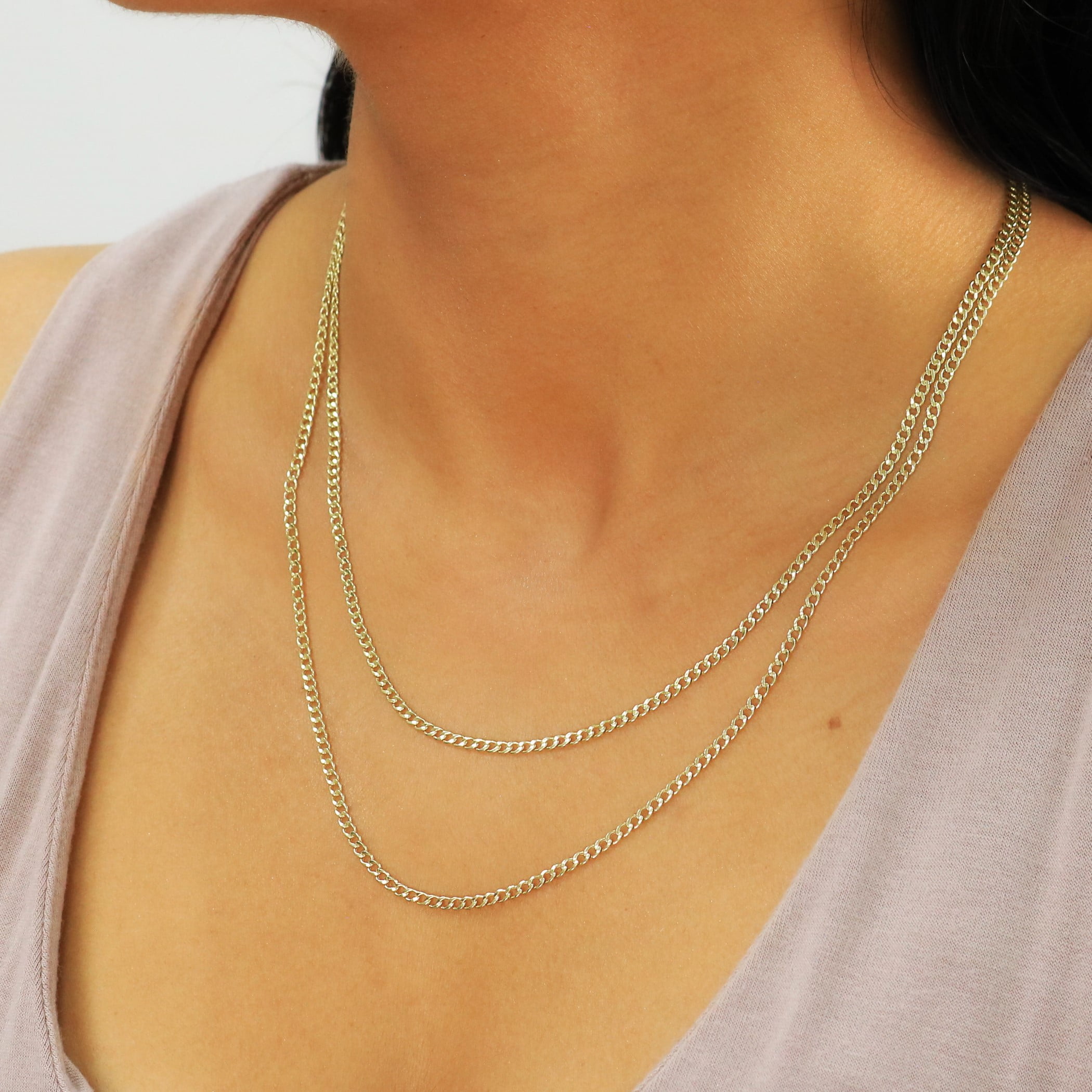 Nuragold 14K Real Yellow Gold Cuban Curb Link Chain Necklace 16"-30" (2mm-7.5mm) Italian Jewelry for Men & Women
