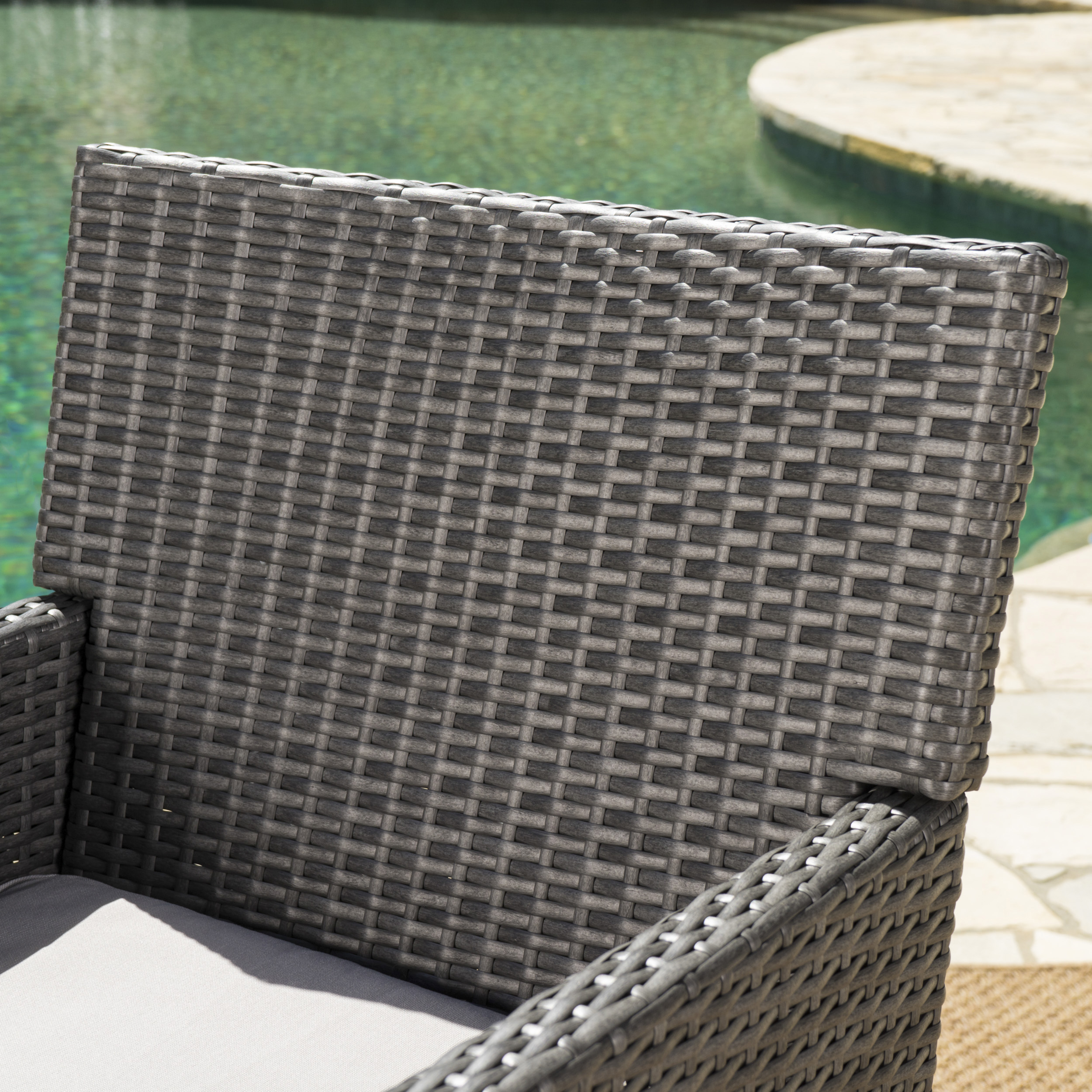 Noble House 5-Piece Wicker Weatherproof Dining Furniture Sets Grey