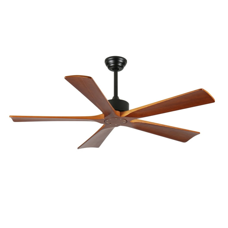 60 Inch Wood Ceiling Fan with Remote, 5 Blades Quiet DC Motor, 6
