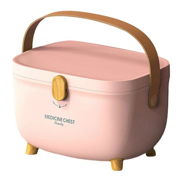 Naiovety Caja de primeros auxilios de doble capa, solución de almacenamiento práctica y cómoda, caja de almacenamiento con asa Almacenamiento y organización del hogar Cornus rosa