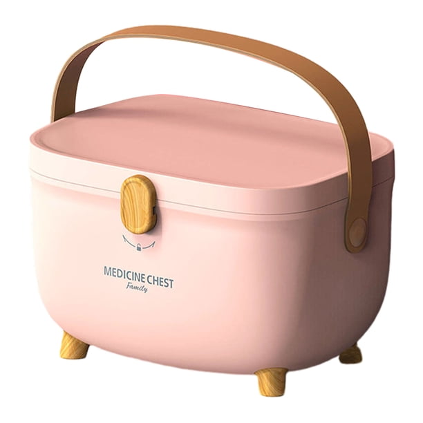 Wosthever Caja de primeros auxilios de gran capacidad para todos los suministros médicos Caja de almacenamiento de medicamentos de rejilla Almacenamiento y organización del hogar Cornus rosa