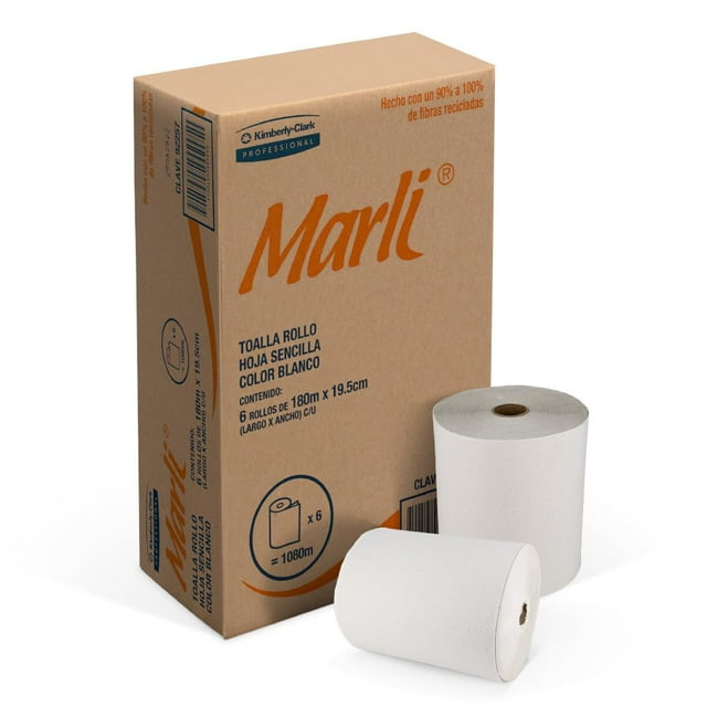 Toalla de Papel en Rollo Marli 180m HS Blanco x 6 Rollos