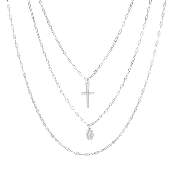 Sterling Silver Religious Cross Chain Necklace, 18"