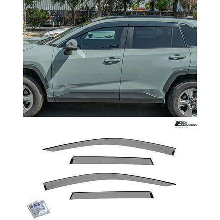 Replacement For 2019-Present Toyota Rav4 EOS Visors JDM Tape-On Style SMOKE TINTED Side Vents Window Deflectors Rain Guard DWV-V144