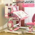 thumbnail image 6 of Cixusio Height Adjustable Kids Desk and Chair Set Children Multifunctional Interactive Workstation Study Table Ergonomic Desk Chair w/Book Stand Tilting Desktop & Drawer for School Writing Study Play, 6 of 13