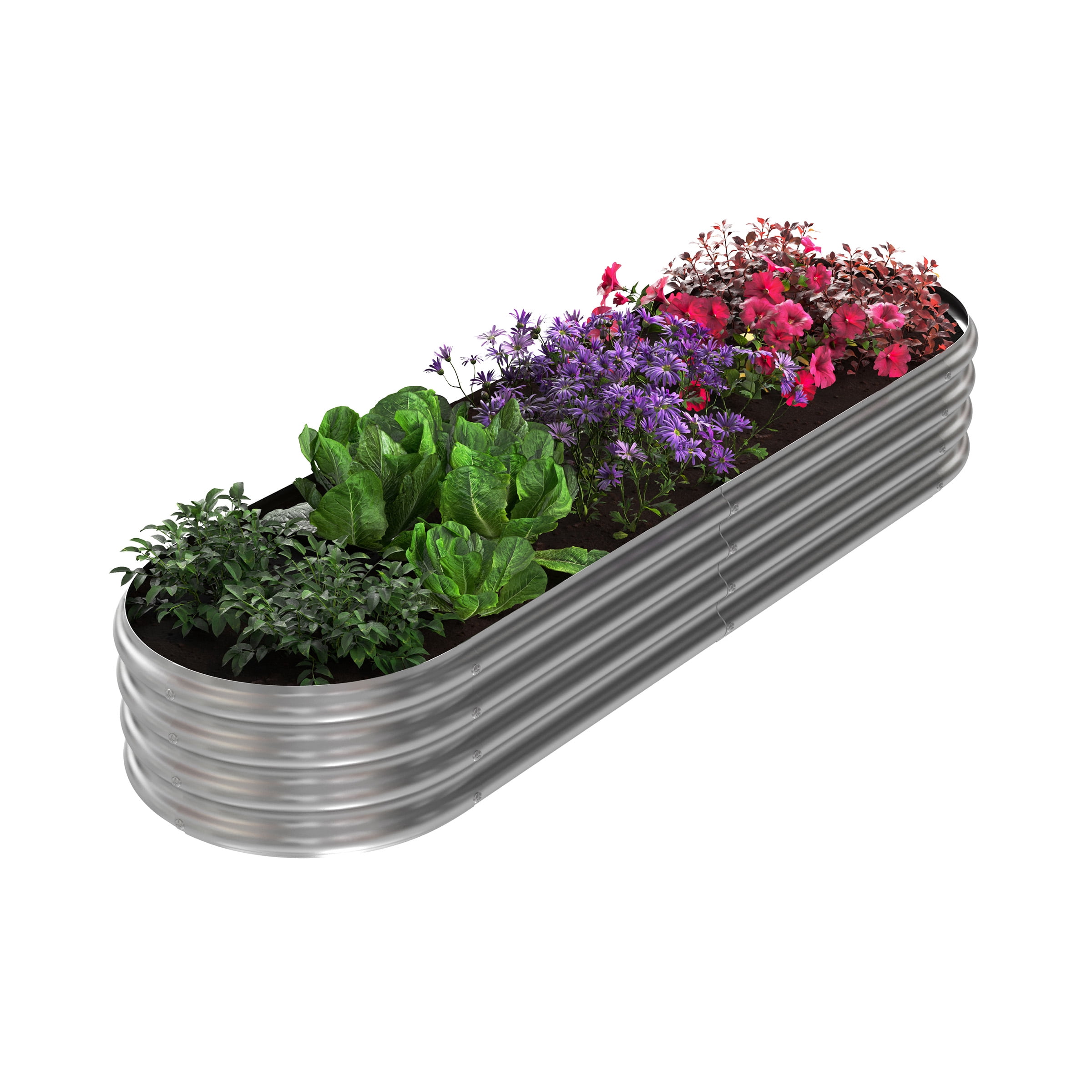 Pure Garden 82"x35" Galvanized Raised Garden Bed, Anti-Rust Coated Metal Planter Box, 7 Cu. Ft Capacity