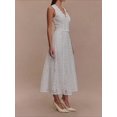 thumbnail image 2 of White Eyelet Lace Midi Dress With Scalloped V-Neck And Sleeveless Fit, 2 of 7