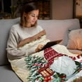 thumbnail image 5 of Christmas Flannel Blanket for Bed,Travel and Camping, Xmas Dwarfs Pine Tree Snowflakes Yellow Wood Grain Super Soft Cozy Blanket for All Seasons 50"x80", 5 of 9