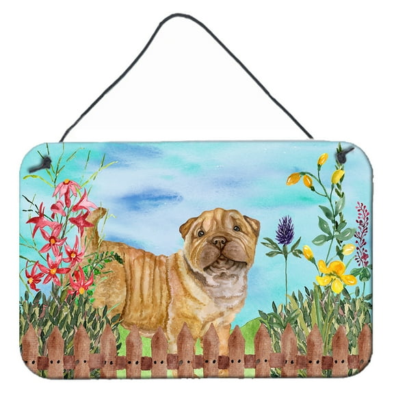 Carolines Treasures CK1281DS812 Shar Pei Puppy Spring Wall or Door Hanging Prints  8x12 multicolor