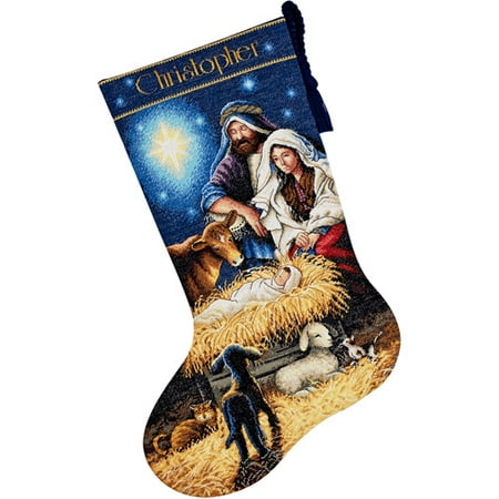 Holy Night Cross-Stitch Christmas Stocking Kit