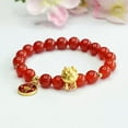 thumbnail image 3 of K-KED China Natural Red Agate Zhaocai Dragon Hand Chain Bracelet Zodiac Dragon Year, 3 of 5