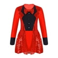 thumbnail image 3 of Yartina Girls Magician Outfits Circus Magic Performance Sequins Leotard Dress for Stage Performance Red 12, 3 of 7