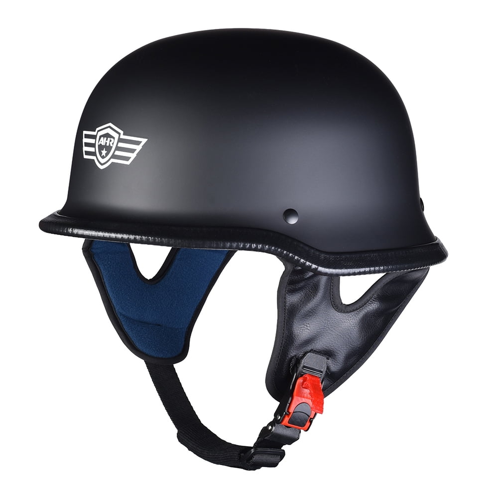 Gloss Black DOT German Motorcycle Half Face Helmet For Chopper Cruiser ATV M~XL 