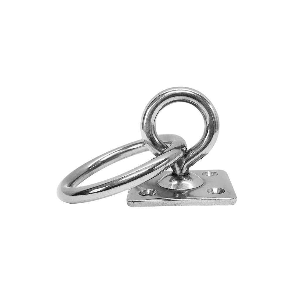 SS 304 Square Pad Eye Plate W Ring 3/16",1/4",5/16" Welded Formed Marine Rigging 