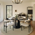 thumbnail image 2 of POVISON-47"Modern Round Kitchen Dining Table For 4, Glossy Black Sintered Stone Round Dining Table, Solid Black Carbon Steel Base, 2 of 8