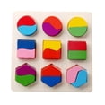 thumbnail image 4 of Wooden Geometric Shapes Blocks Sorting Math Puzzle Preschool Learning Educational Game Baby Toddler Toys, 4 of 9
