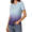 Blue and Purple gradient, variant on Women Plus Size Tops Casual Short Sleeve V-Neck T-Shirt Summer Color Blending Loose Fit Comfort T-Shirt M-3XL