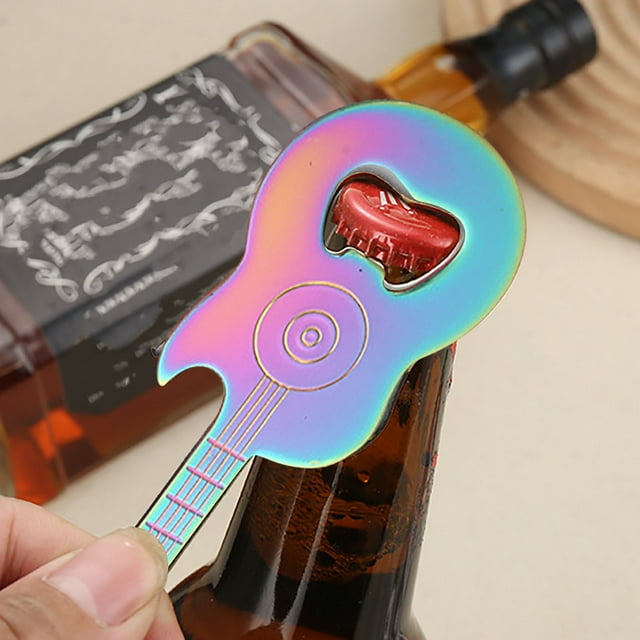 Fiudx Ouvre-Bouteille en Acier Inoxydable pour Guitare / Cadeau pour Amateur de Musique Résistant à la Rouille / Design Compact Portable avec Tire-Bouchon / Idéal pour Fêtes Bars Pique-Niques / Outil de Bar en Forme de Guitare Unique
