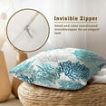 thumbnail image 4 of Summer Coastal Throw Pillow Cover 18x18 inch Set of 2, Teal Blue Coral Beach Ocean Themed Decorative Cushion Covers for Home Couch Bed Sofa Farmhouse Decoration, 4 of 6