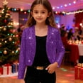 thumbnail image 1 of Cowsor Girls Sequin Blazer Open Front Jacket Party Christmas Sparkly Coats, 1 of 7
