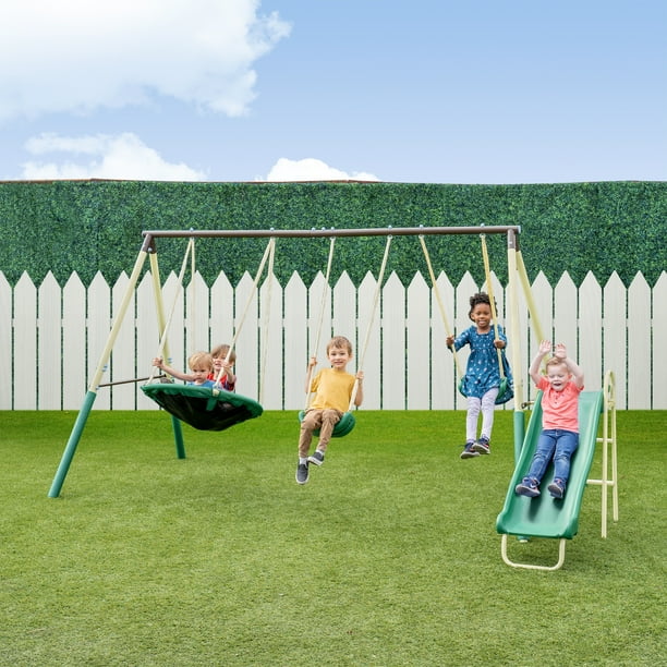 Sportspower Super Saucer Metal Swing Set with Padded Saucer Swing and