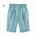 thumbnail image 1 of Pantalones cortos Cintura elástica Pantalones cortos sueltos Mujer Trajes de verano, Verde claro, L kenally AP002089-42, 1 of 6