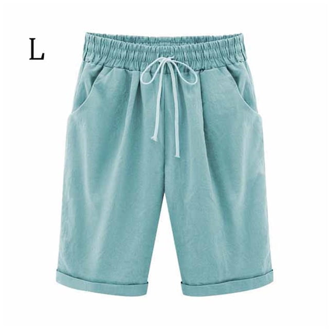Pantalones cortos Cintura elástica Pantalones cortos sueltos Mujer Trajes de verano, Verde claro, L kenally AP002089-42