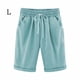 thumbnail image 1 of Pantalones cortos Cintura elástica Pantalones cortos sueltos Mujer Trajes de verano, Verde claro, L Eigraketly AP002089-42, 1 of 6