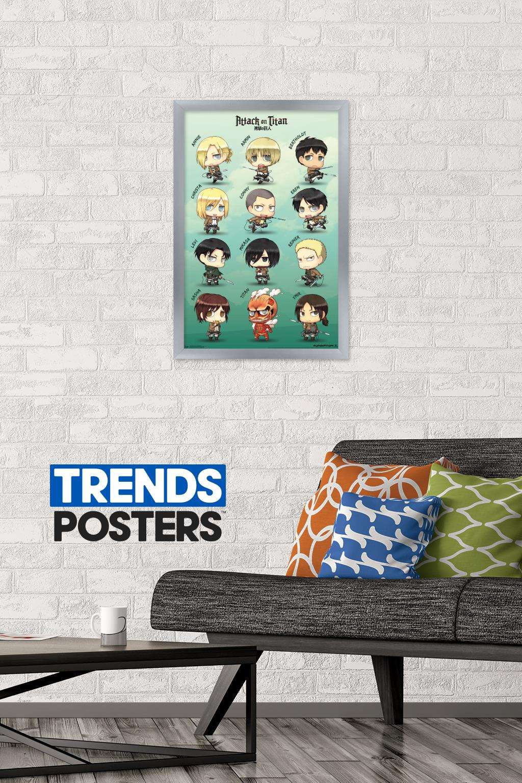 Attack on Titan - Chibi Characters Wall Poster, 14.725" x 22.375", Framed
