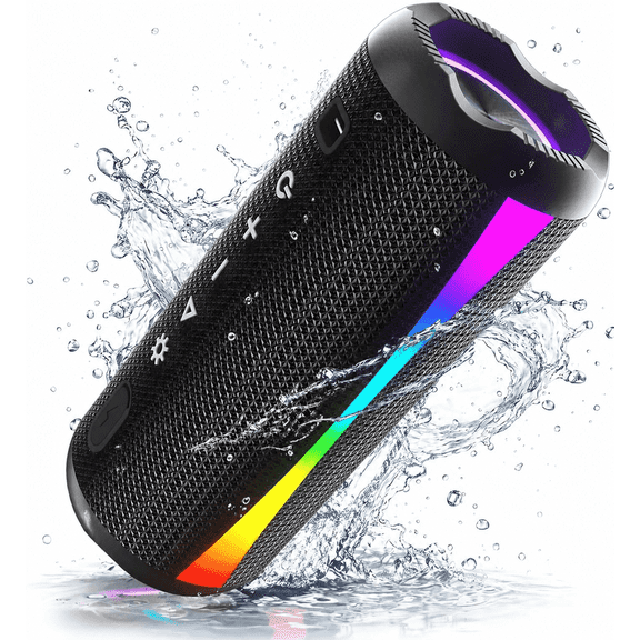 Portable Bluetooth Speaker, Bluetooth 5.4 Wireless Speaker, IPX7 Waterproof, 30W Loud Deep Bass with 20H Palytime, 7 Color RGB Lights, TWS Pairing for Home/Party/Outdoor, Gift