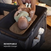 Monbebe Play Yard – Full-Size Rocking Bassinet, Removable Changer & Toy Bar – Castle Point