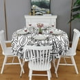 thumbnail image 2 of Black White Football Elements Pattern Round Tablecloth 60"x60",Wrinkle Wipeable Table Cloth for Kitchen Dining Room Picnic Patio Party, 2 of 6