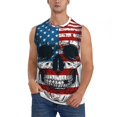 thumbnail image 1 of Fotbe American Flag Skull Men's Camiseta sin Mangas Estampada para Hombres, Playera Casual para Gimnasio, Entrenamiento, Playa-X-Large, 1 of 7