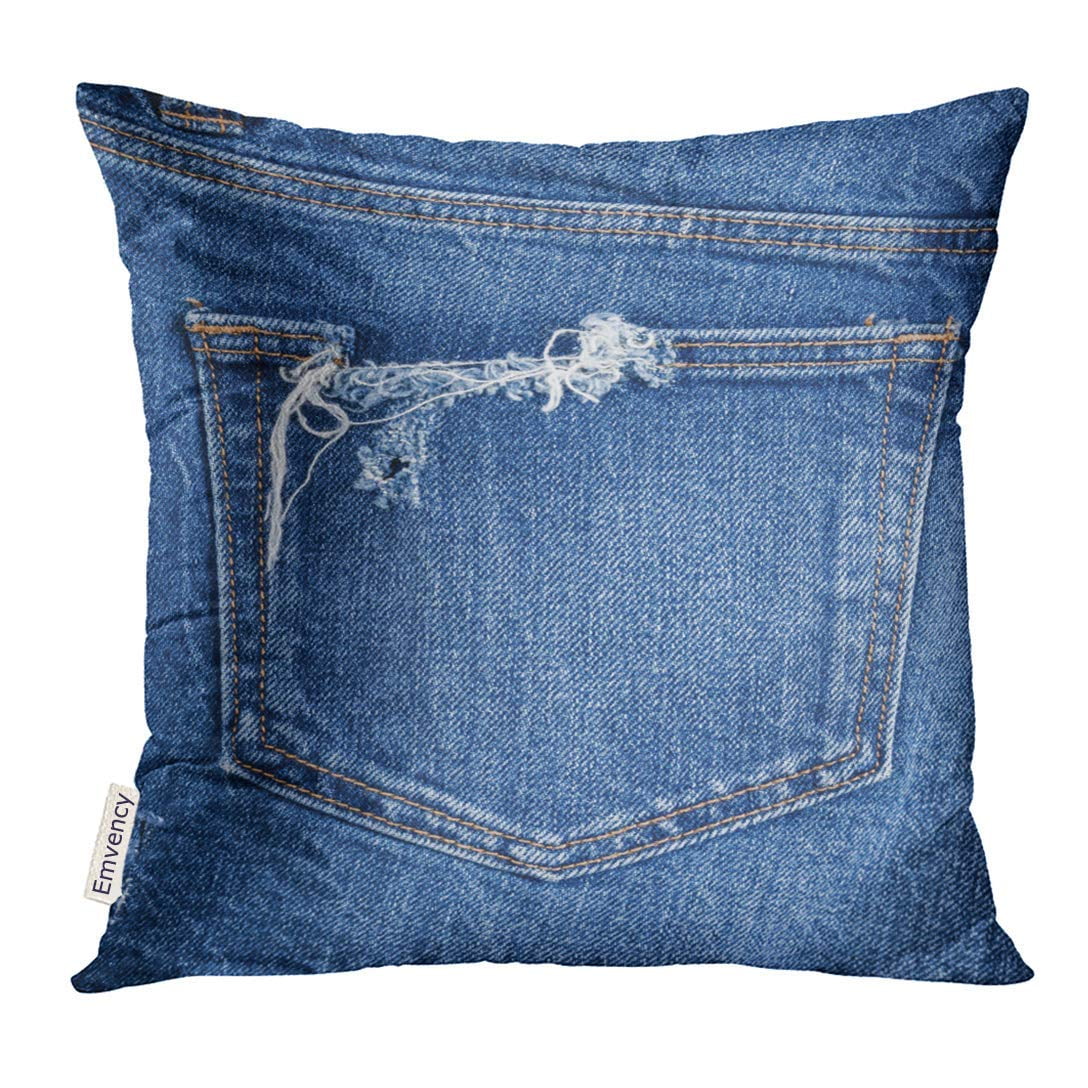 USART Blue Canvas Close Up Torn Jeans Denim Pocket .Fashion Pillow Case 16x16 Inches Pillowcase