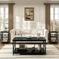 thumbnail image 3 of Meteorleg Wood Living Room 3-Piece Table Sets - Includes X-Design Coffee Table & Two 3-Tier End Side Tables,Easy Assembly Home Accent Furniture, 3 of 10